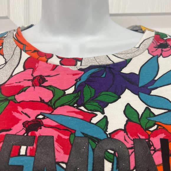 ZARA Womens Ladies Faces Floral Cropped Graphic T-Shirt, Size S - Picture 8 of 8